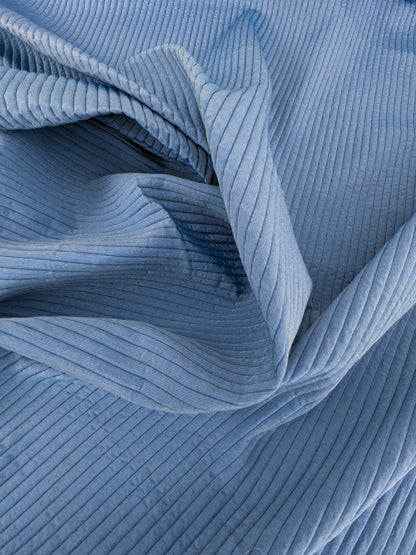 Scalamandre Grenoble in Blue Silk Wool Blend Texture Quilted Stripe Matelasse Stripe  - By The Yard