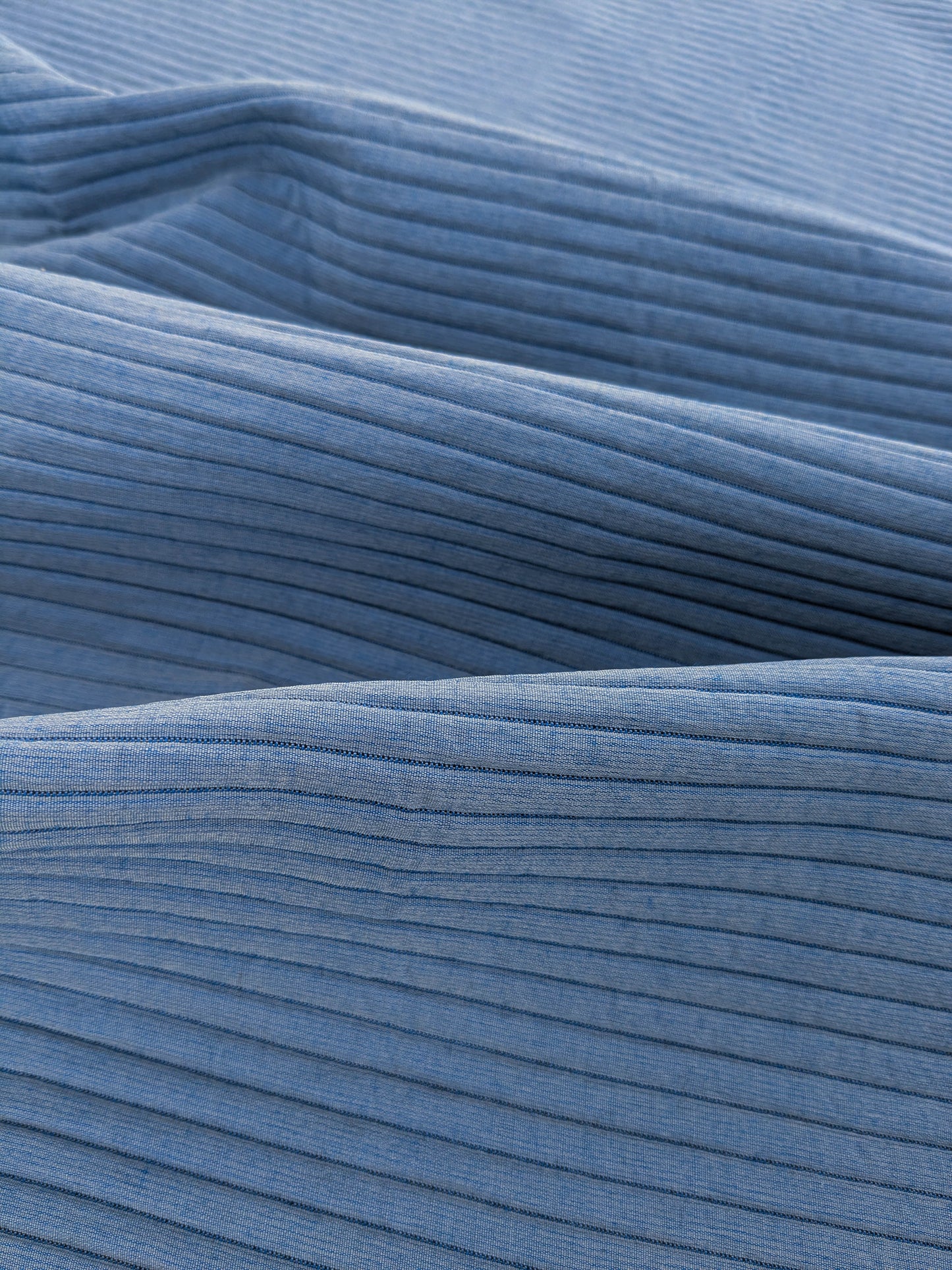 Scalamandre Grenoble in Blue Silk Wool Blend Texture Quilted Stripe Matelasse Stripe  - By The Yard