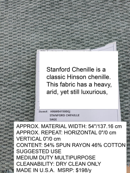 Scalamandre Stanford Chenille Sage Green  Cotton Rayon Heavy  Lush- Made in US- By The Yard