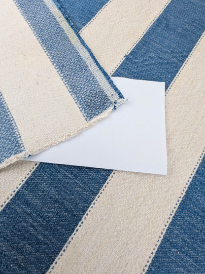 Scalamandre Indy Blue Linen Cotton Blend Texture Stripe Sophisticated Heavy Duty - By The Yard