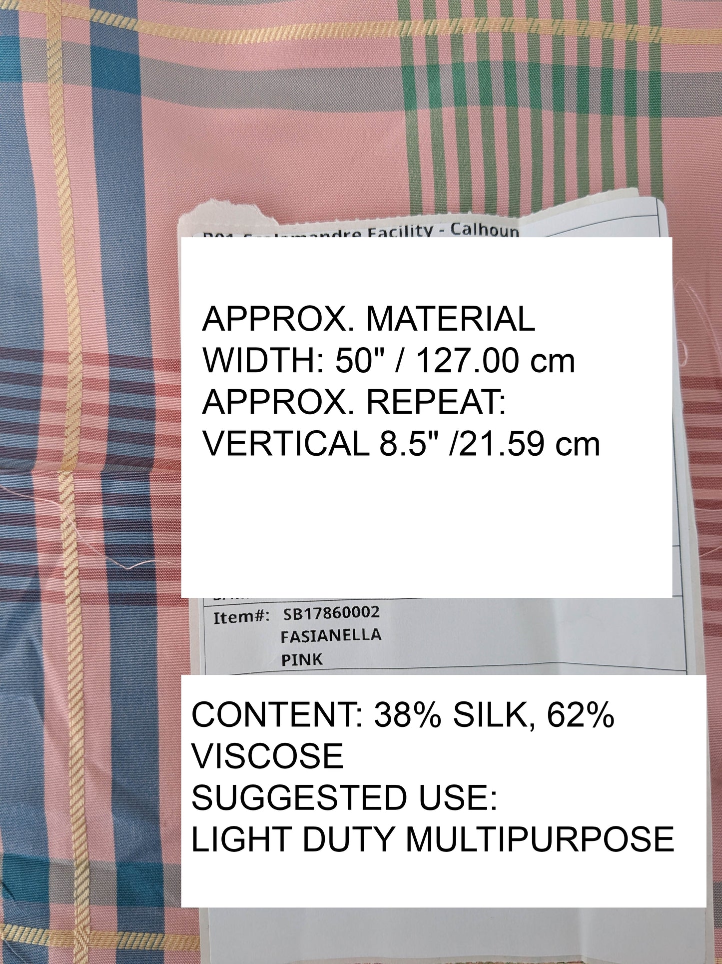 Scalamandre  Fasianella Pink Plaid Silk - Blue Yellow Pink  - By The Yard