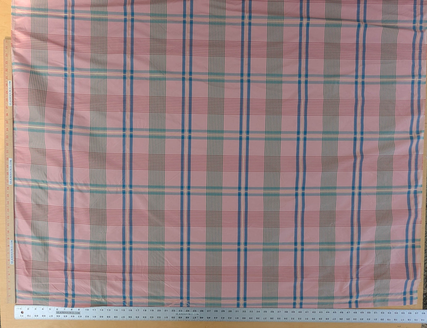 Scalamandre  Fasianella Pink Plaid Silk - Blue Yellow Pink  - By The Yard
