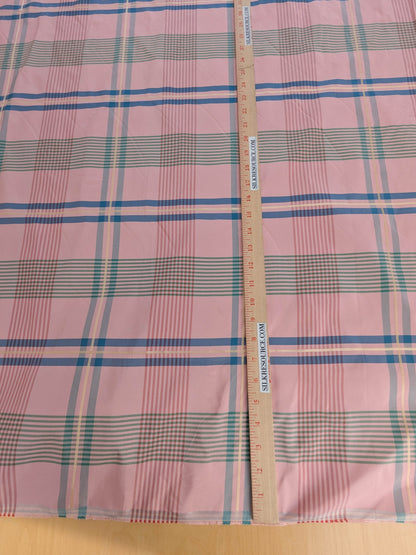 Scalamandre  Fasianella Pink Plaid Silk - Blue Yellow Pink  - By The Yard