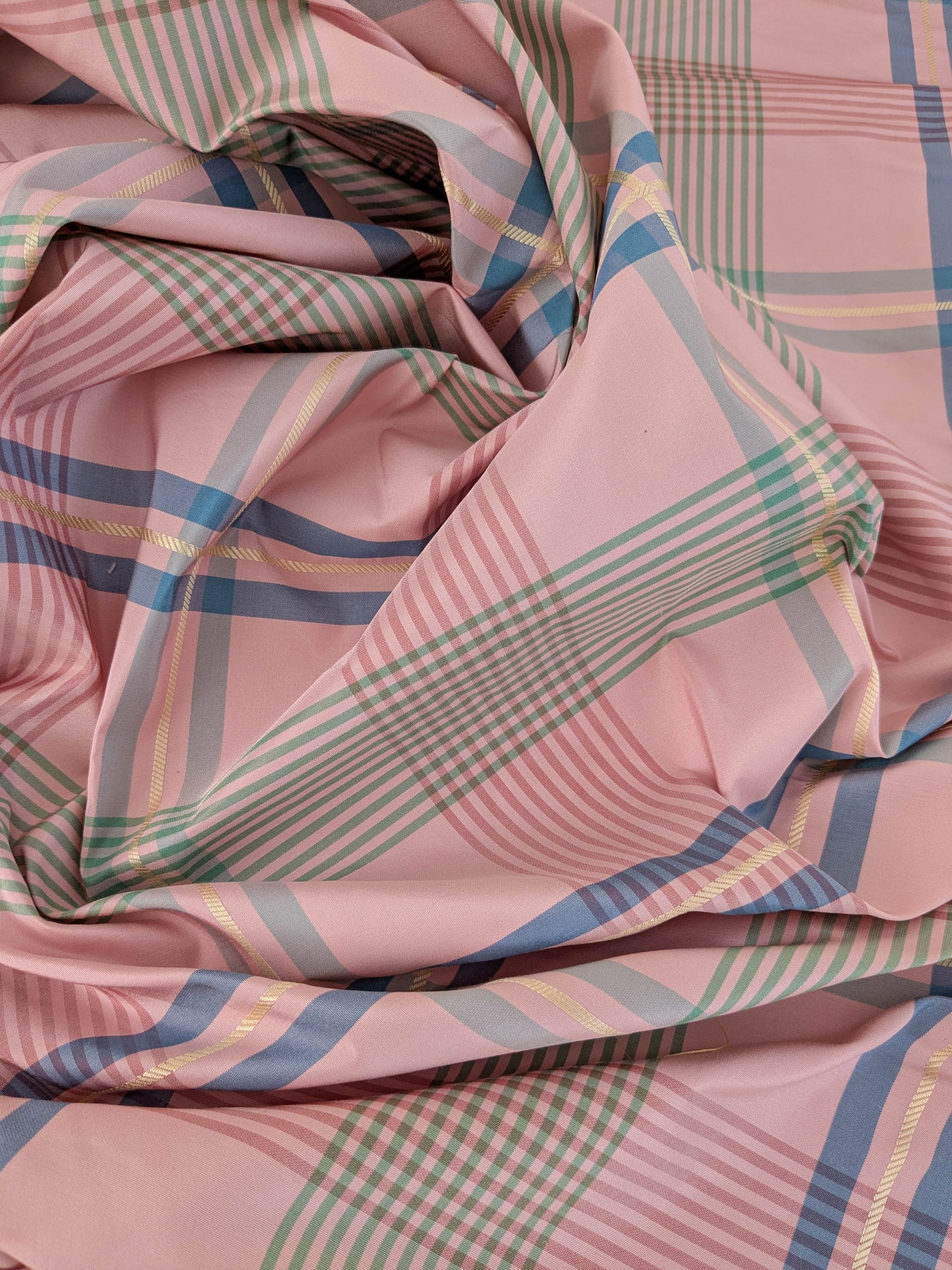 Scalamandre  Fasianella Pink Plaid Silk - Blue Yellow Pink  - By The Yard