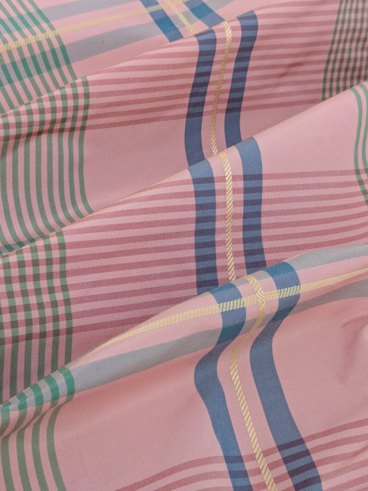 Scalamandre  Fasianella Pink Plaid Silk - Blue Yellow Pink  - By The Yard