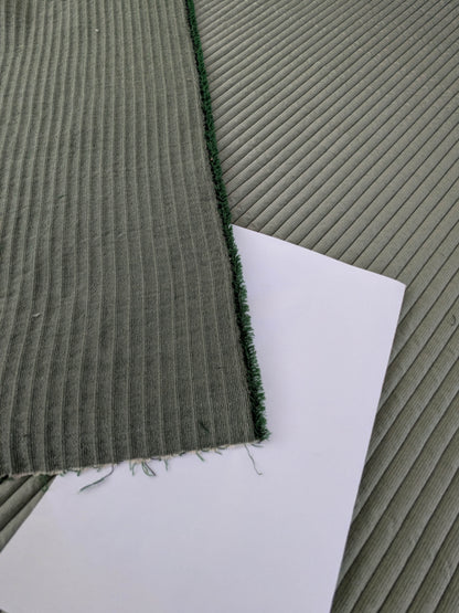 Scalamandre Grenoble Green Silk Wool Blend Texture Quilted Stripe Matelasse Stripe - By The Yard