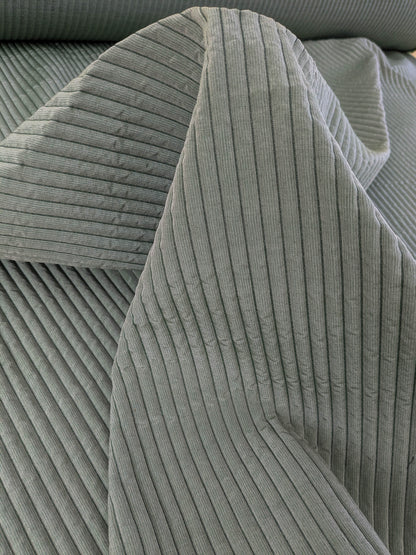 Scalamandre Grenoble Green Silk Wool Blend Texture Quilted Stripe Matelasse Stripe - By The Yard
