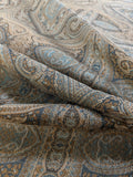 Scalamandre Visconti in Neutral Wool and Cotton Damask Paisley Mineral - Blue Sage Green - By The Yard