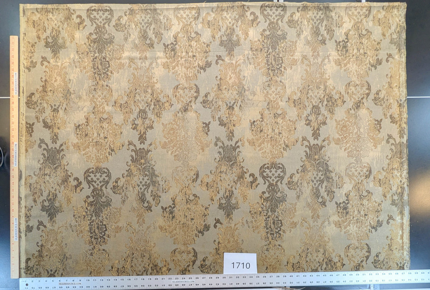 Venice Copper Velvet Rich Brown Beige Printed Renaissance damask Radiance Heavy- By The Yard - Special Order
