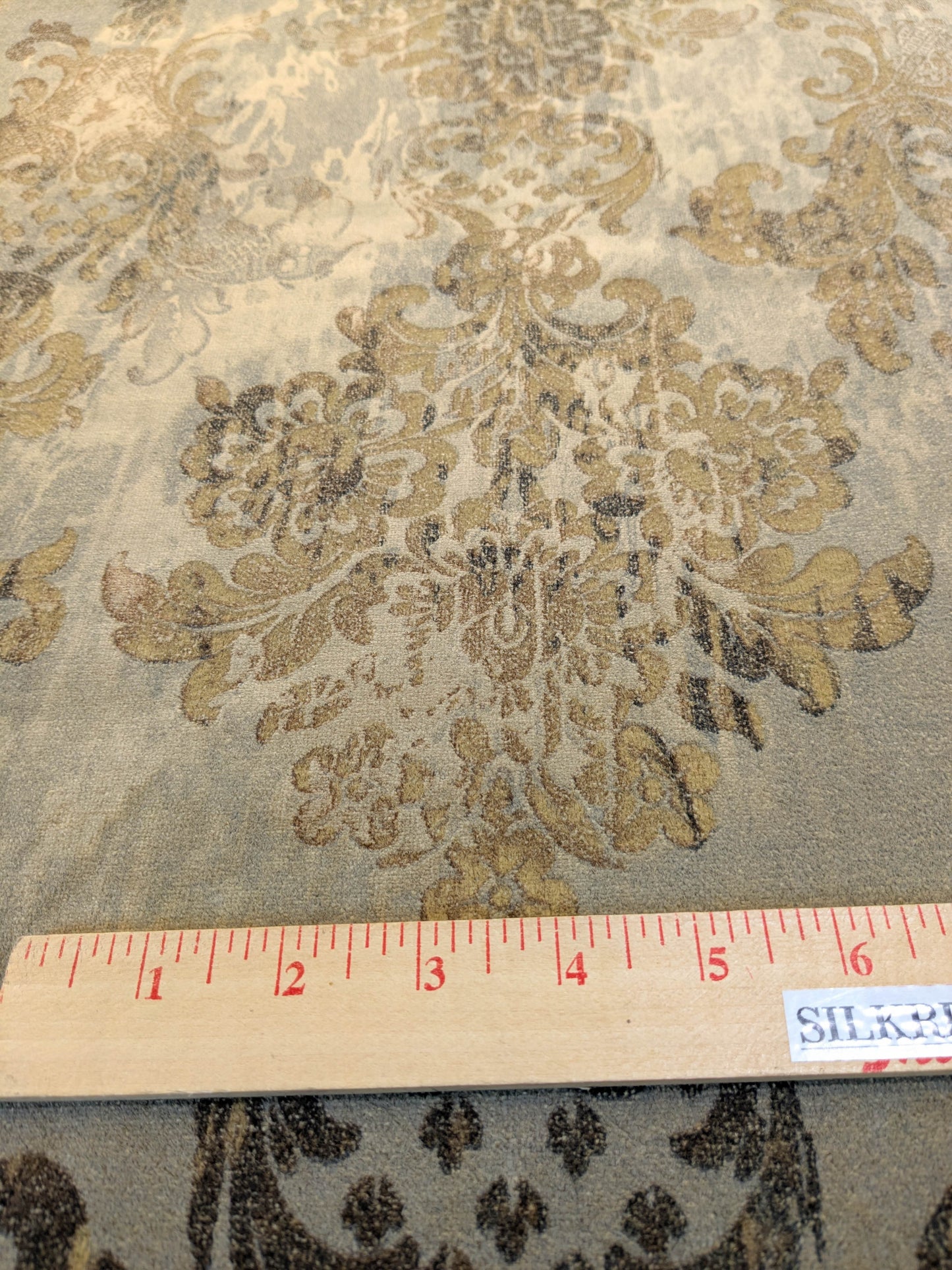 Venice Copper Velvet Rich Brown Beige Printed Renaissance damask Radiance Heavy- By The Yard - Special Order