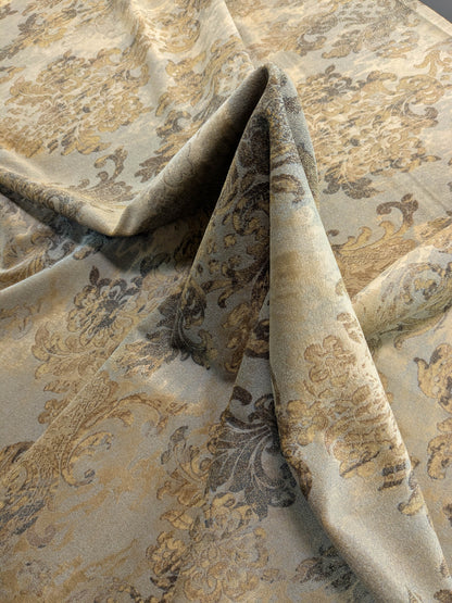 Venice Copper Velvet Rich Brown Beige Printed Renaissance damask Radiance Heavy- By The Yard - Special Order