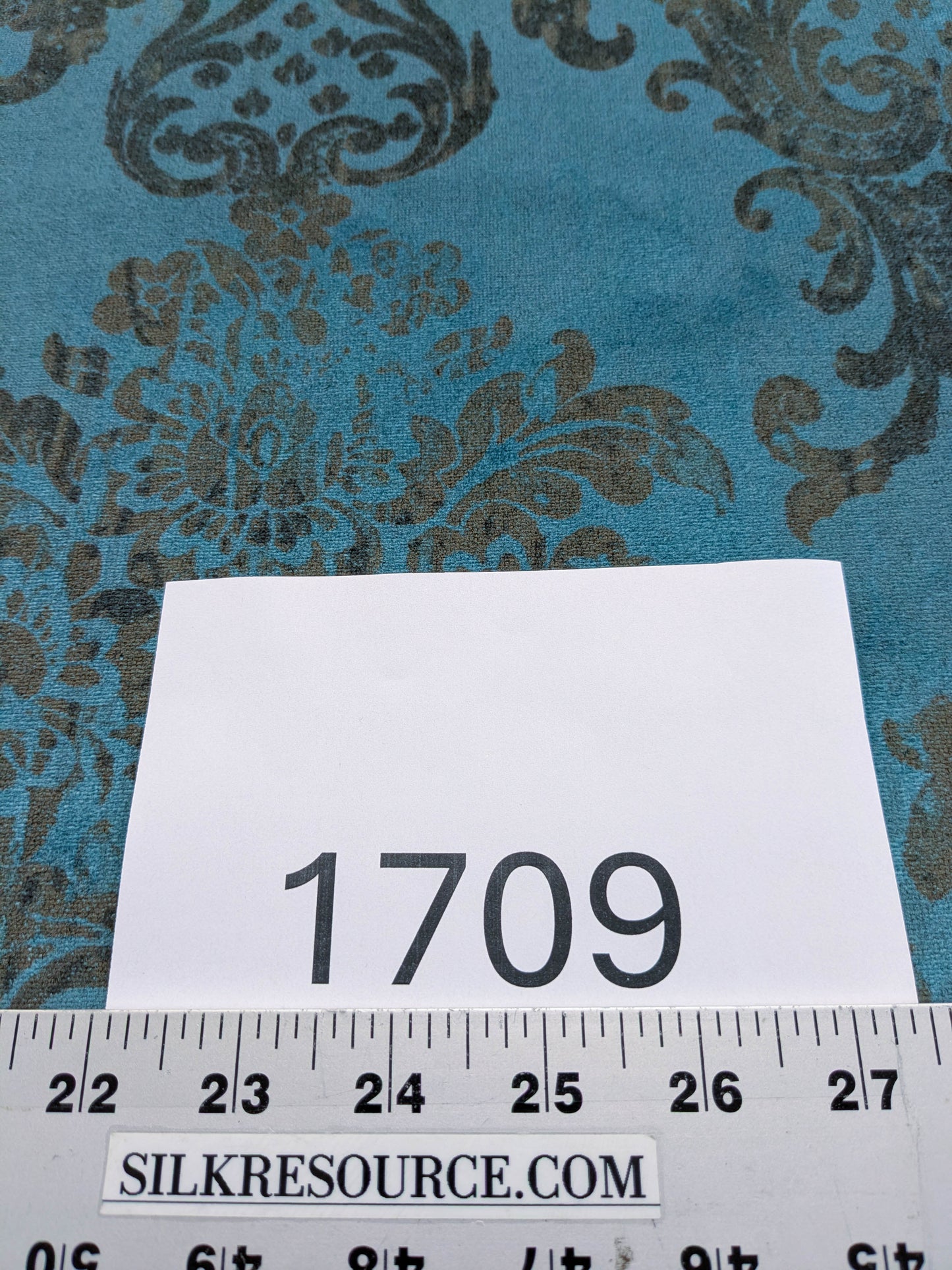Venice Deep Teal Velvet Rich Blue Printed Renaissance Damask Radiance - By The Yard - Special Order