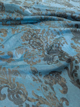 Venice Deep Teal Velvet Rich Blue Printed Renaissance Damask Radiance - By The Yard - Special Order