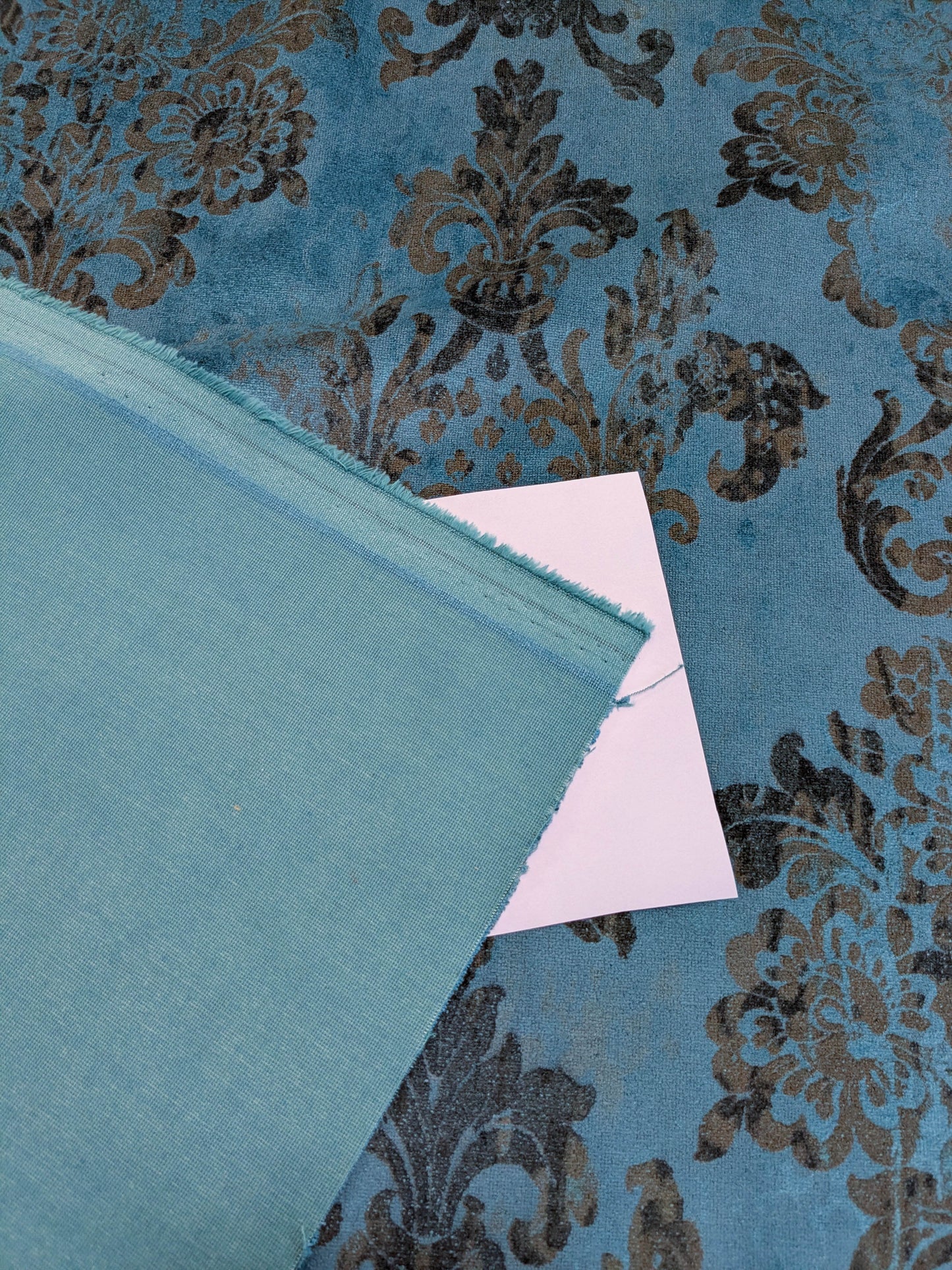 Venice Deep Teal Velvet Rich Blue Printed Renaissance Damask Radiance - By The Yard - Special Order