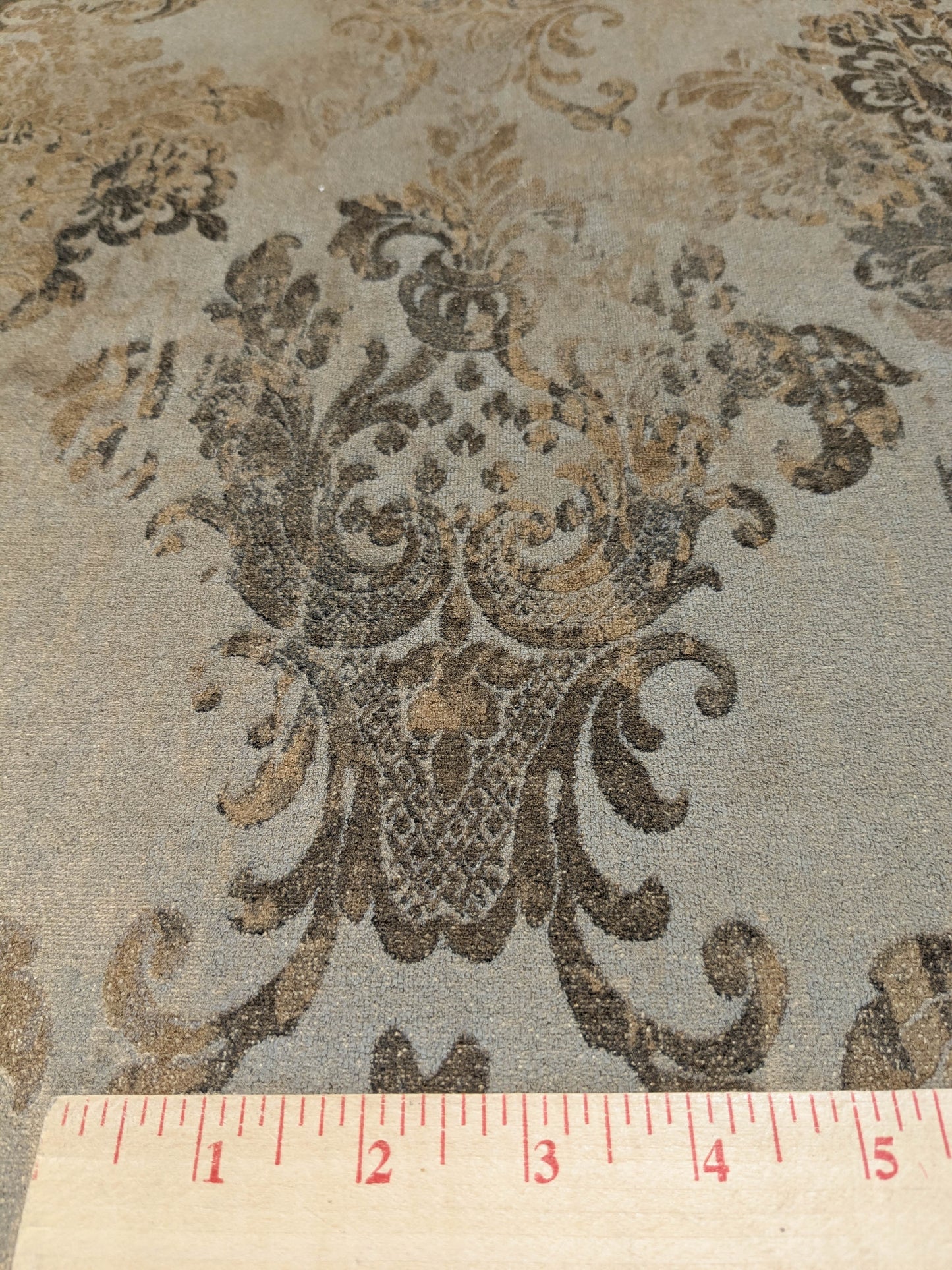 Venice Deep Silver Beige  Velvet Printed Renaissance Damask Radiance - By The Yard - Special Order