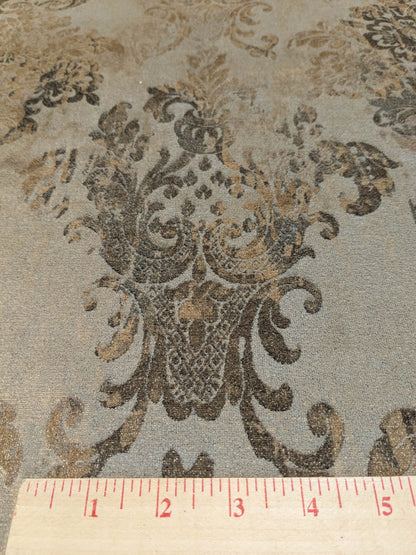 Venice Deep Silver Beige  Velvet Printed Renaissance Damask Radiance - By The Yard - Special Order