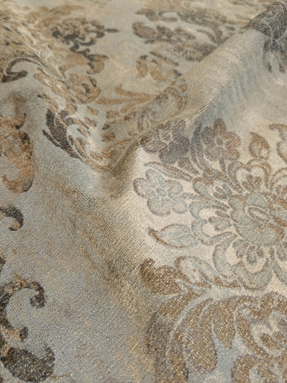Venice Deep Silver Beige  Velvet Printed Renaissance Damask Radiance - By The Yard - Special Order
