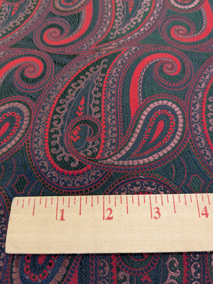 Scalamandre Proserpina Green Red Paisley Greek Goddess Persephone 100% Silk - By The Yard - MSRP USD 292/y