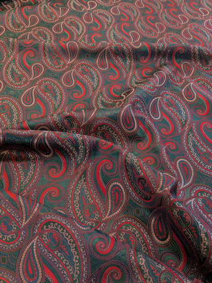 Scalamandre Proserpina Green Red Paisley Greek Goddess Persephone 100% Silk - By The Yard - MSRP USD 292/y