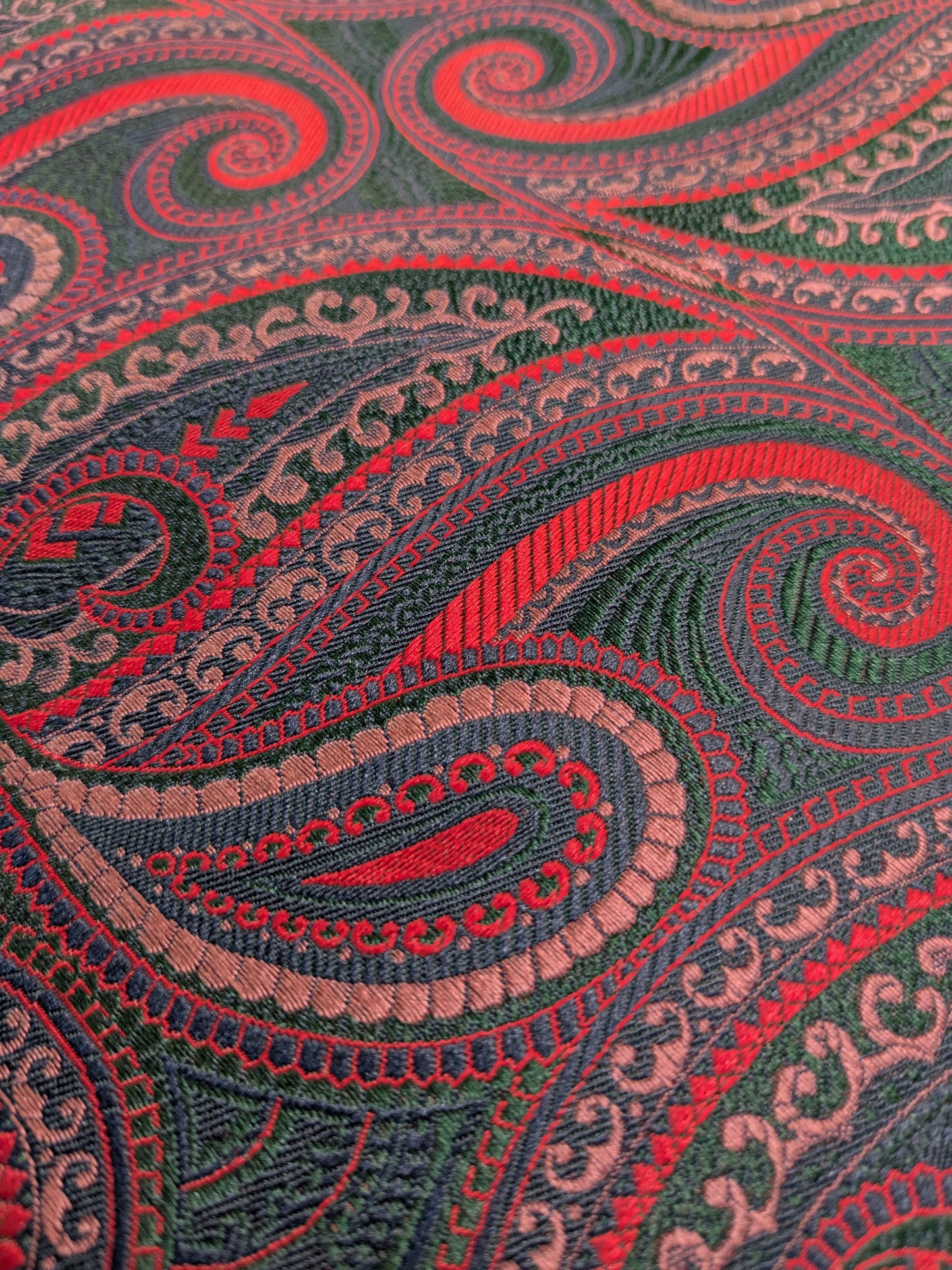 Scalamandre Proserpina Green Red Paisley Greek Goddess Persephone 100% Silk - By The Yard - MSRP USD 292/y