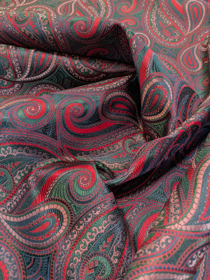 Scalamandre Proserpina Green Red Paisley Greek Goddess Persephone 100% Silk - By The Yard - MSRP USD 292/y