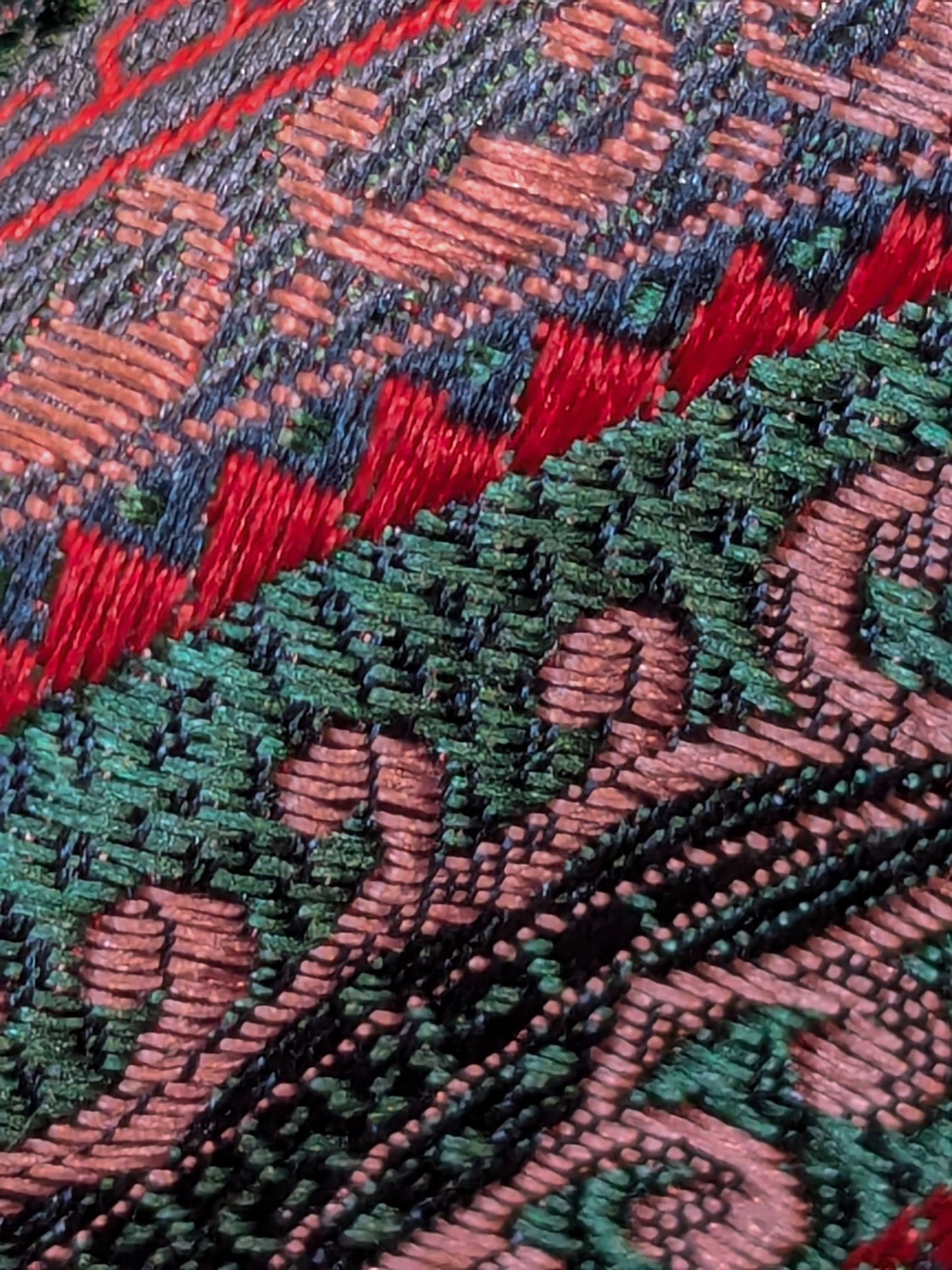 Scalamandre Proserpina Green Red Paisley Greek Goddess Persephone 100% Silk - By The Yard - MSRP USD 292/y