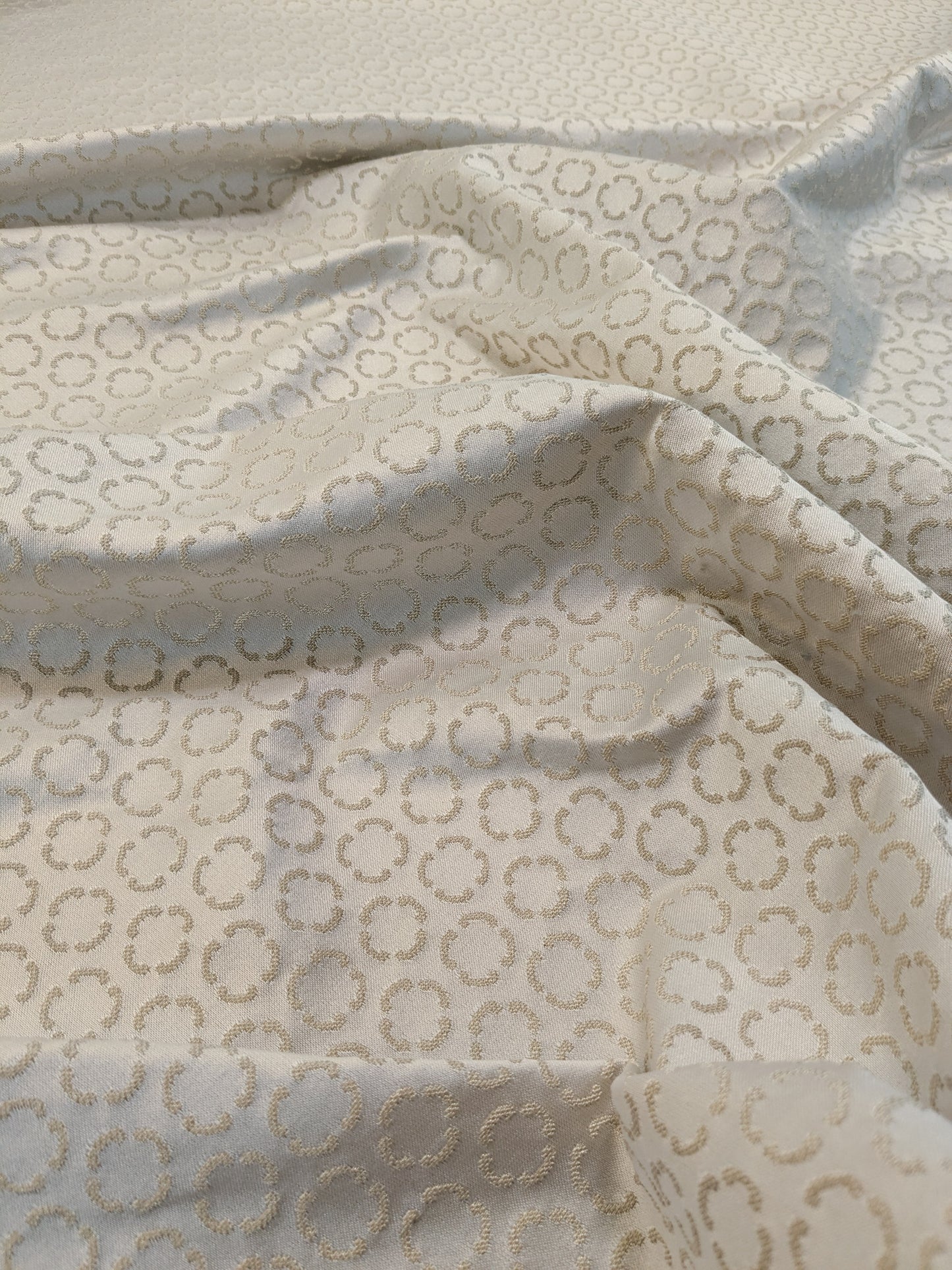 Scalamandre Lelievre Paris Circe Ivoire Ivory Circle Small Scale Geometric Jacquard Cotton Polyester MSRP USD 224/y