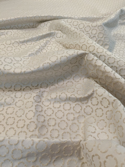 Scalamandre Lelievre Paris Circe Ivoire Ivory Circle Small Scale Geometric Jacquard Cotton Polyester MSRP USD 224/y