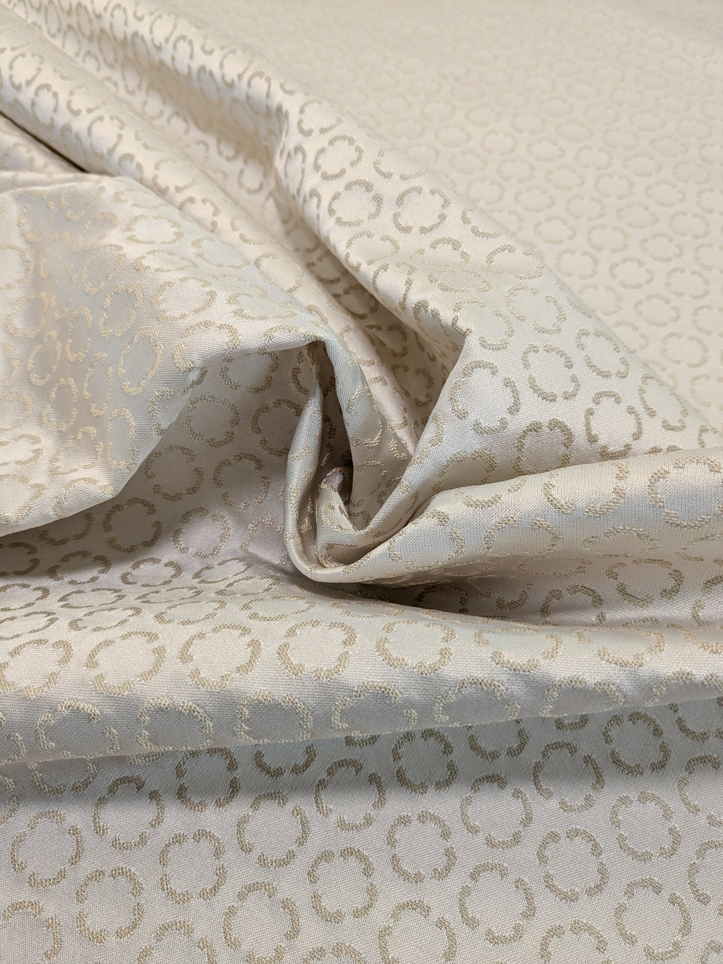 Scalamandre Lelievre Paris Circe Ivoire Ivory Circle Small Scale Geometric Jacquard Cotton Polyester MSRP USD 224/y