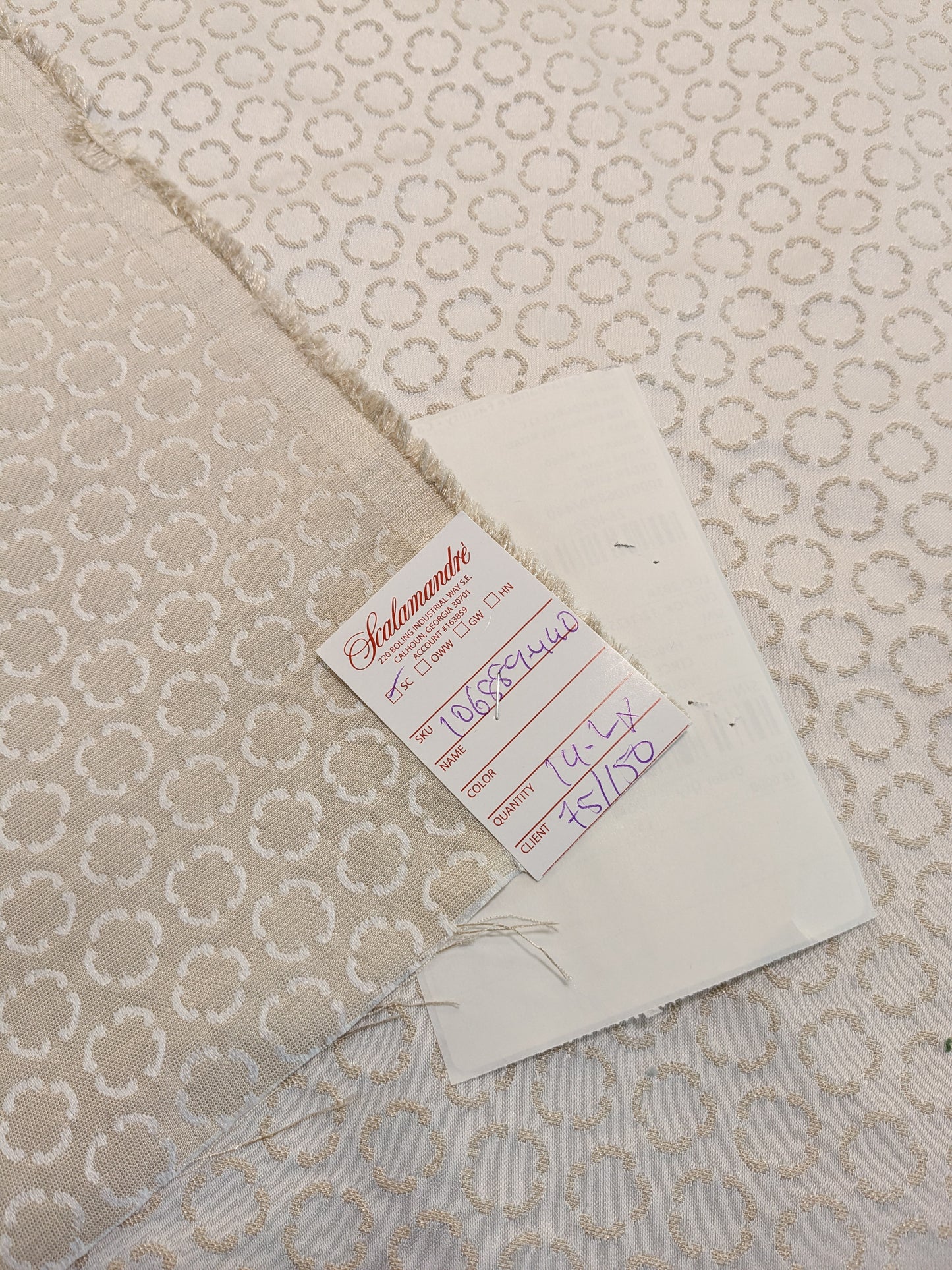 Scalamandre Lelievre Paris Circe Ivoire Ivory Circle Small Scale Geometric Jacquard Cotton Polyester MSRP USD 224/y