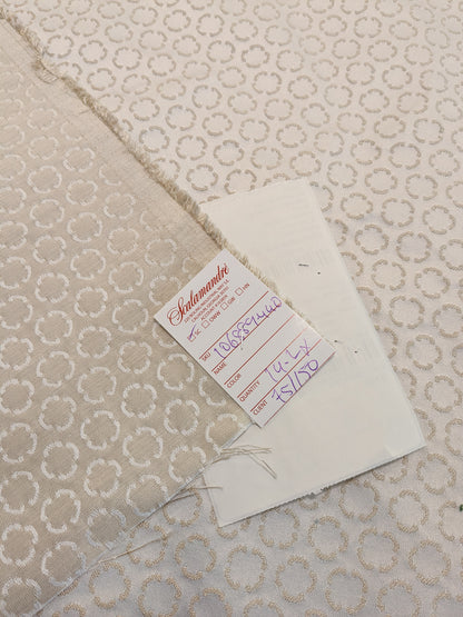 Scalamandre Lelievre Paris Circe Ivoire Ivory Circle Small Scale Geometric Jacquard Cotton Polyester MSRP USD 224/y