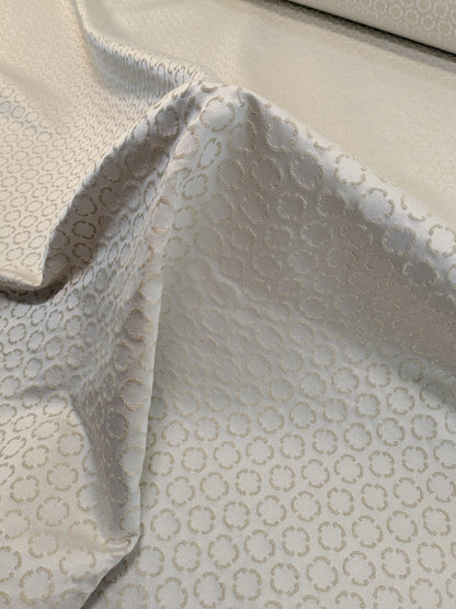 Scalamandre Lelievre Paris Circe Ivoire Ivory Circle Small Scale Geometric Jacquard Cotton Polyester MSRP USD 224/y