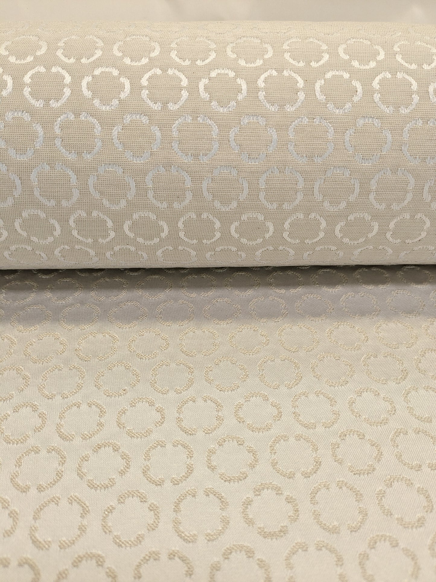 Scalamandre Lelievre Paris Circe Ivoire Ivory Circle Small Scale Geometric Jacquard Cotton Polyester MSRP USD 224/y