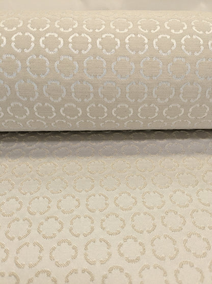 Scalamandre Lelievre Paris Circe Ivoire Ivory Circle Small Scale Geometric Jacquard Cotton Polyester MSRP USD 224/y