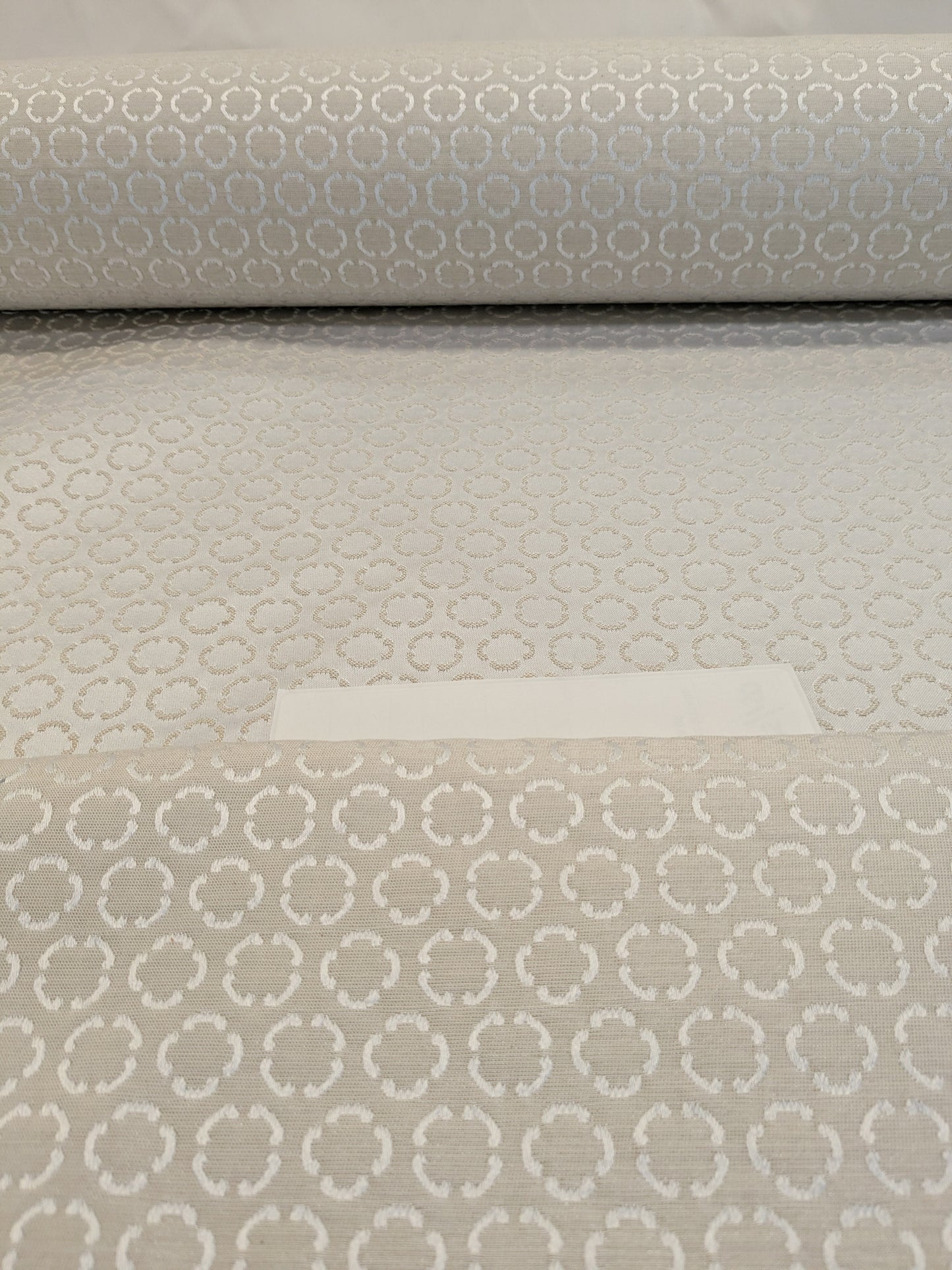 Scalamandre Lelievre Paris Circe Ivoire Ivory Circle Small Scale Geometric Jacquard Cotton Polyester MSRP USD 224/y