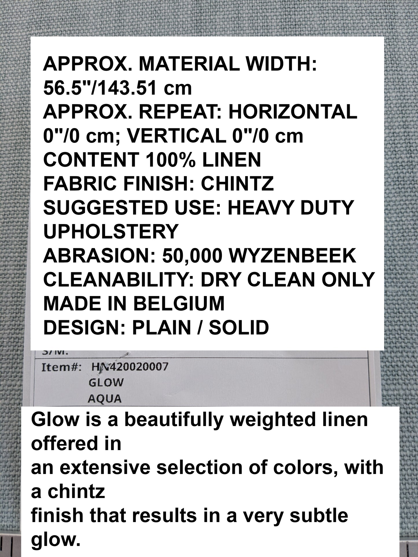 Scalamandre Glow Aqua Blue Solid 100% Linen Heavy Duty -By The Yard - MSRP USD 338/y