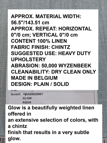 Scalamandre Glow Aqua Blue Solid 100% Linen Heavy Duty -By The Yard - MSRP USD 338/y