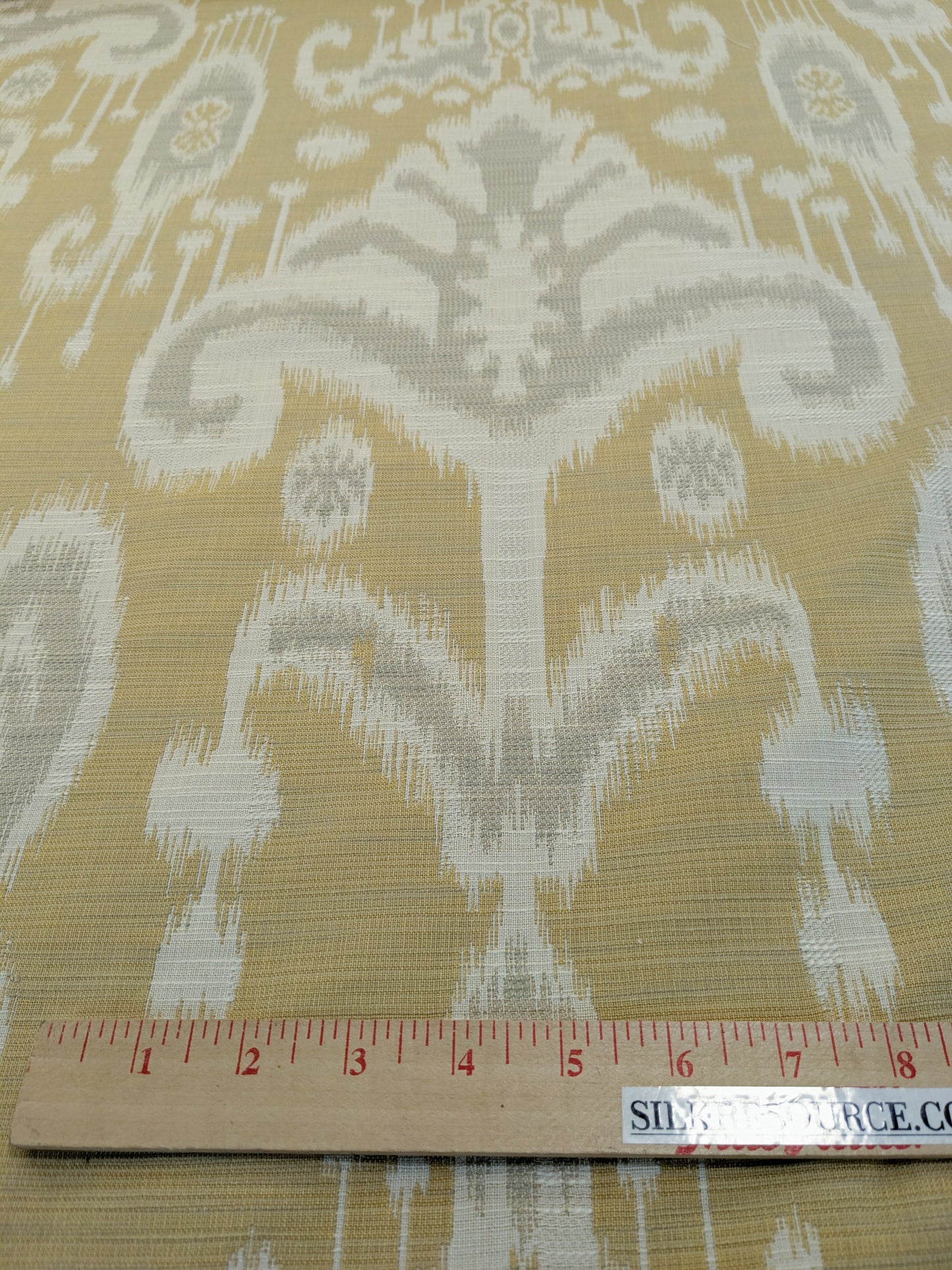 Scalamandre Monroe Ikat Texture Straw Yellow Beige Soft Upholstery With An Ikat Pattern Blurriness Design Green MSRP USD 150