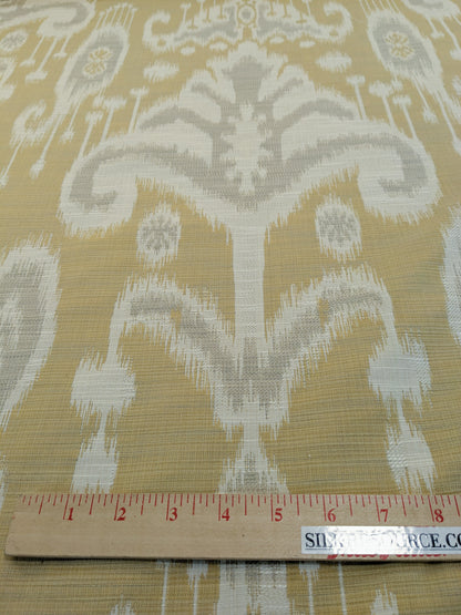 Scalamandre Monroe Ikat Texture Straw Yellow Beige Soft Upholstery With An Ikat Pattern Blurriness Design Green MSRP USD 150
