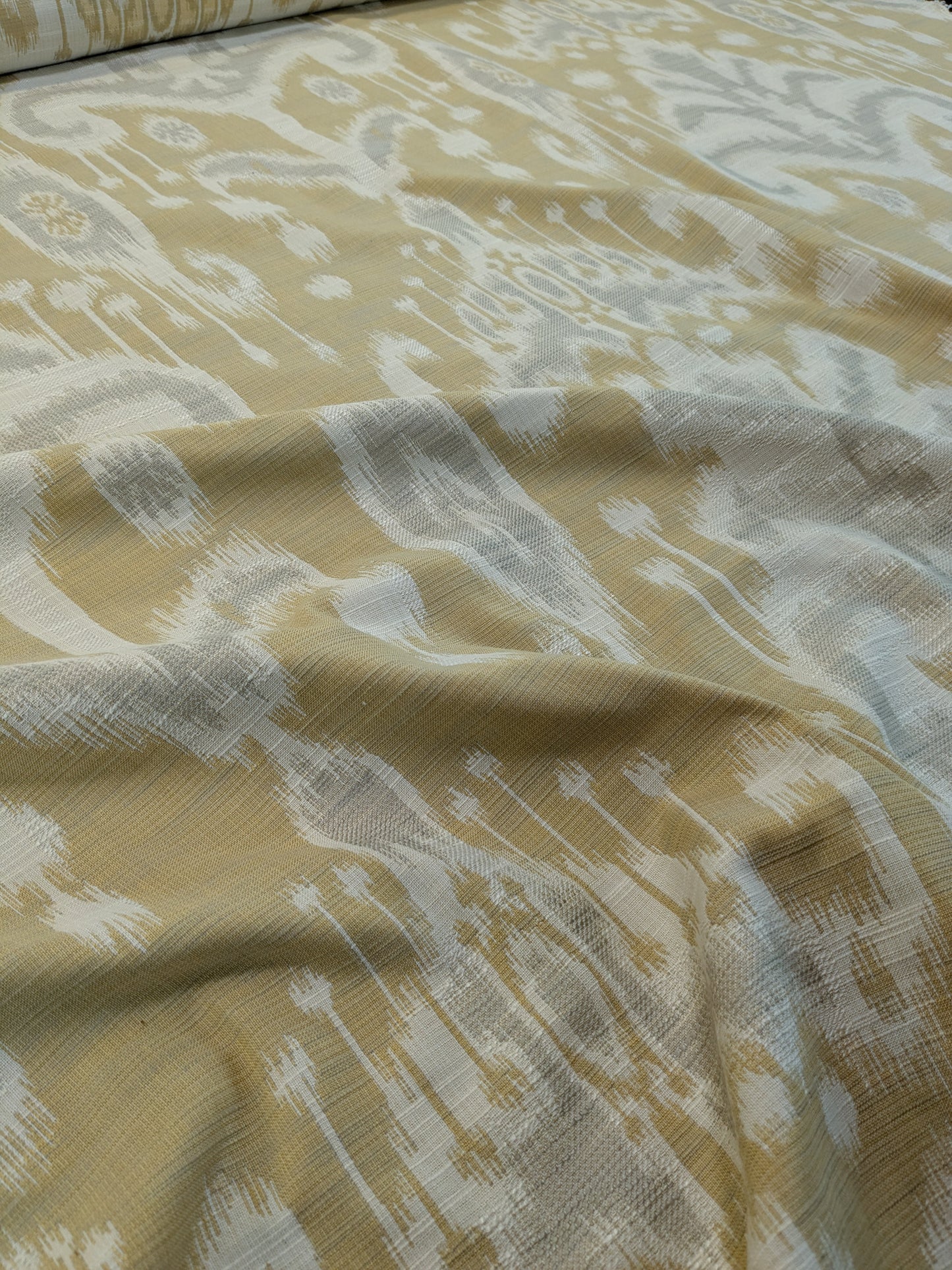 Scalamandre Monroe Ikat Texture Straw Yellow Beige Soft Upholstery With An Ikat Pattern Blurriness Design Green MSRP USD 150