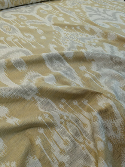 Scalamandre Monroe Ikat Texture Straw Yellow Beige Soft Upholstery With An Ikat Pattern Blurriness Design Green MSRP USD 150