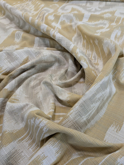 Scalamandre Monroe Ikat Texture Straw Yellow Beige Soft Upholstery With An Ikat Pattern Blurriness Design Green MSRP USD 150