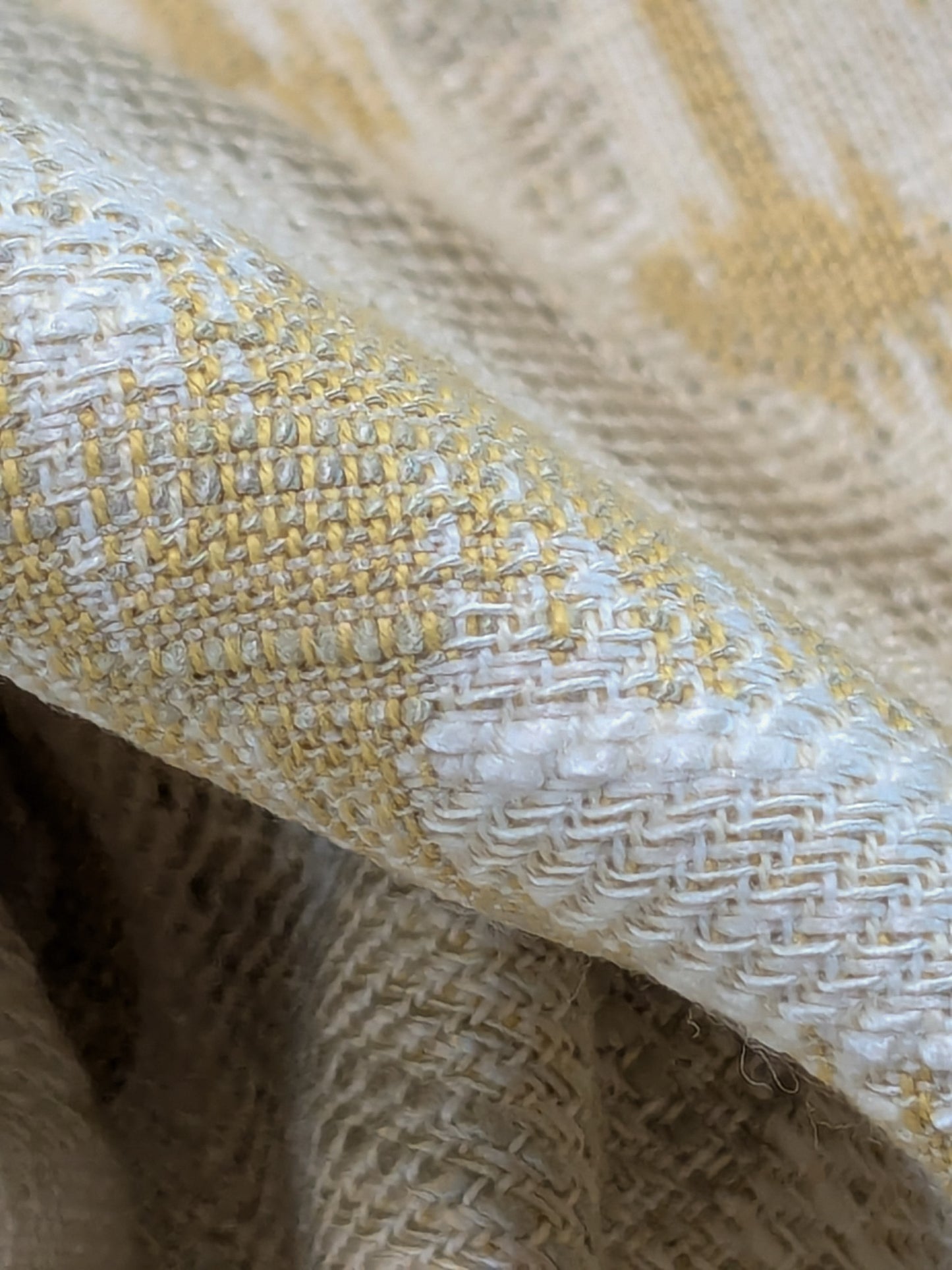 Scalamandre Monroe Ikat Texture Straw Yellow Beige Soft Upholstery With An Ikat Pattern Blurriness Design Green MSRP USD 150