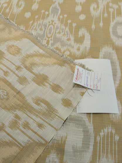 Scalamandre Monroe Ikat Texture Straw Yellow Beige Soft Upholstery With An Ikat Pattern Blurriness Design Green MSRP USD 150