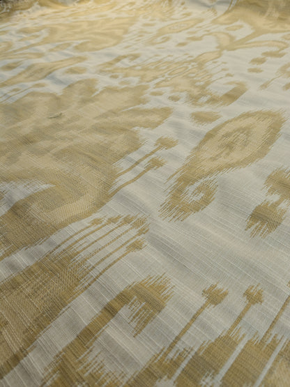 Scalamandre Monroe Ikat Texture Straw Yellow Beige Soft Upholstery With An Ikat Pattern Blurriness Design Green MSRP USD 150