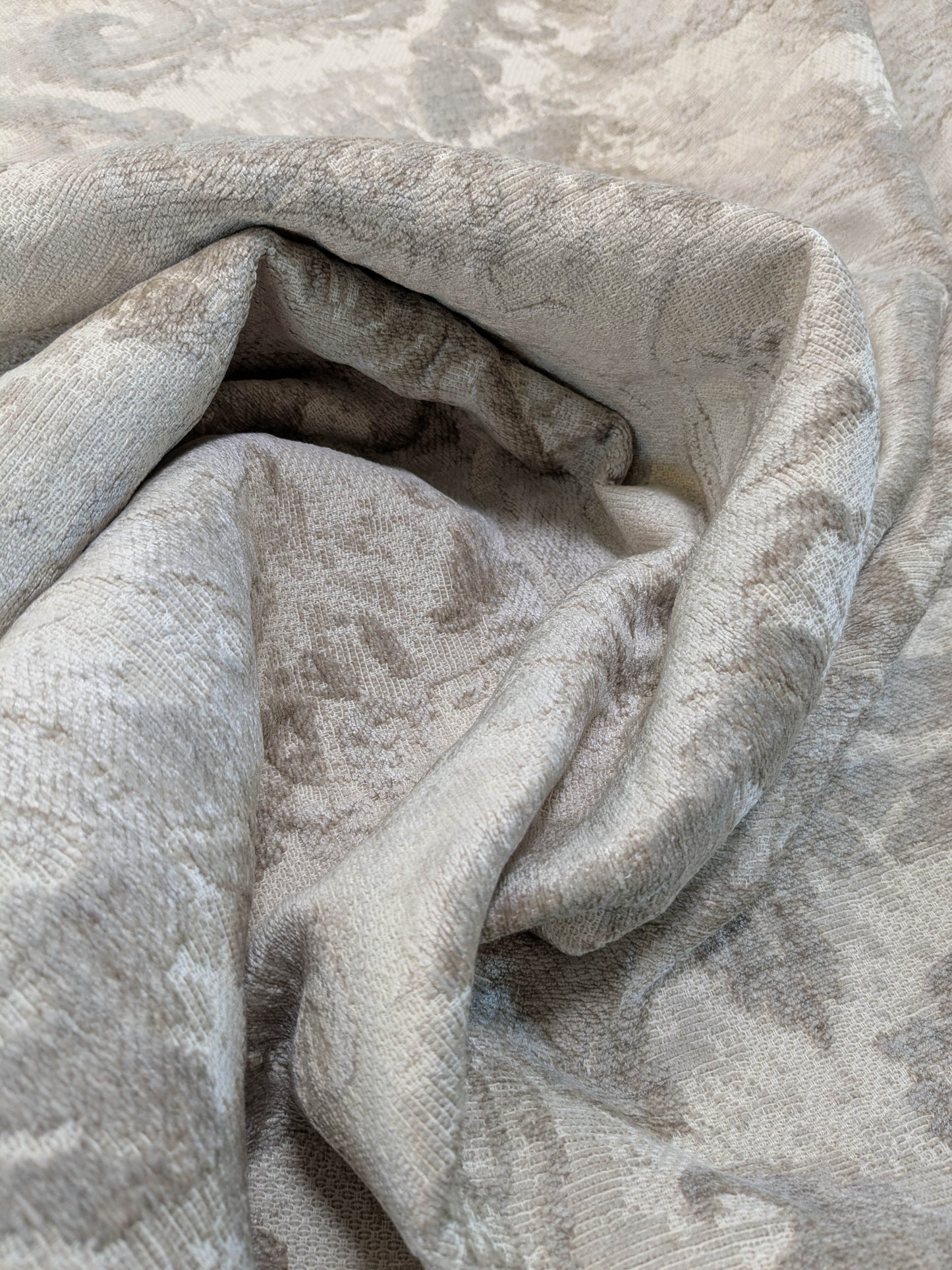 Scalamandre Amadeus Oatmeal Damask Floral Rayon Cotton - Beige - By The Yard