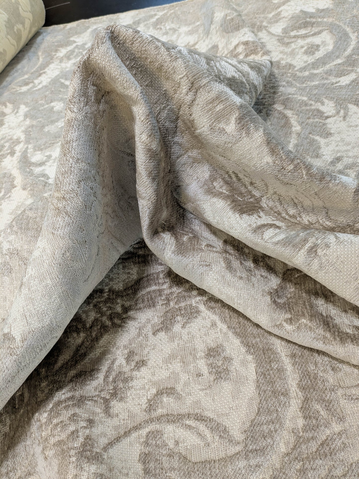 Scalamandre Amadeus Oatmeal Damask Floral Rayon Cotton - Beige - By The Yard