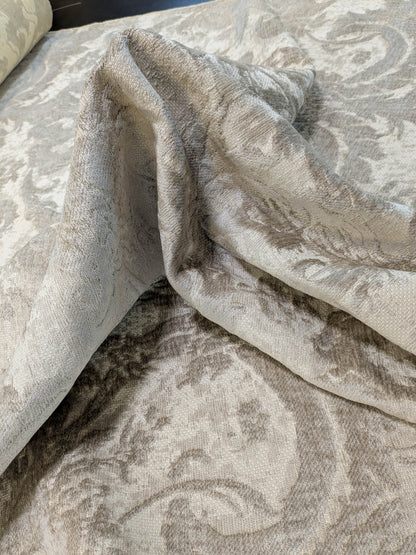 Scalamandre Amadeus Oatmeal Damask Floral Rayon Cotton - Beige - By The Yard