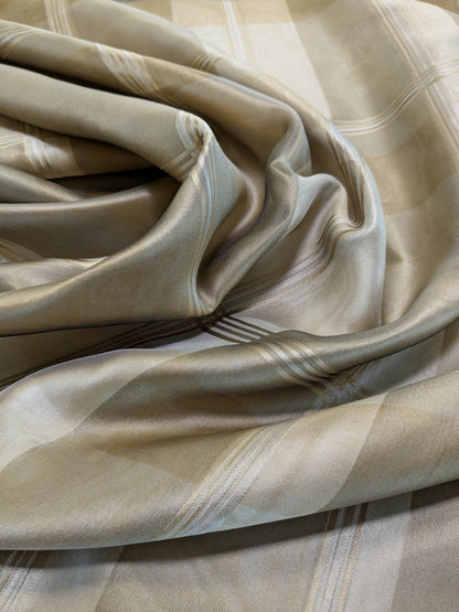 Scalamandre Iridescent Plaid in Champagne Cream Pale Gold Silk Organza Semi-sheer - By The Yard