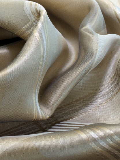 Scalamandre Iridescent Plaid in Champagne Cream Pale Gold Silk Organza Semi-sheer - By The Yard